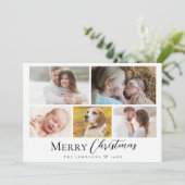 Moderne Typografie Multi foto Vrolijk kerstfeest Feestdagenkaart (Staand voorkant)