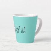 Moderne typografie naam blauw groen latte mok (Rechterhoek)