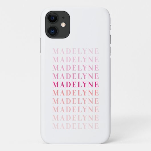 Moderne Typografie Naam Gepersonaliseerd Roze Kora Case-Mate iPhone Case (Achterkant)