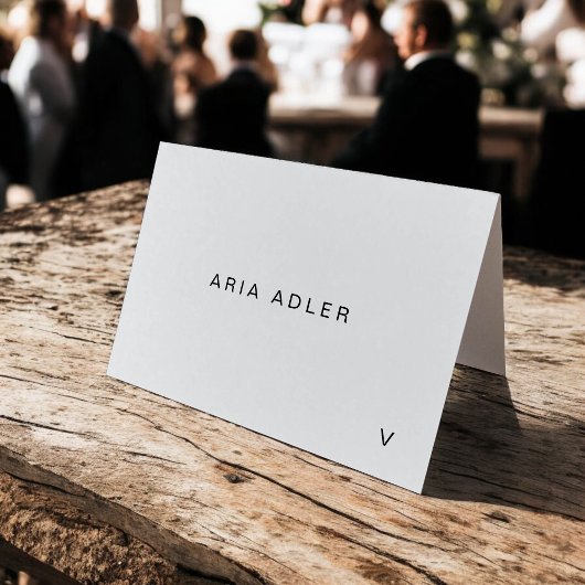 Moderne Typografie Naam Vegan Wedding Place Cards Kaart