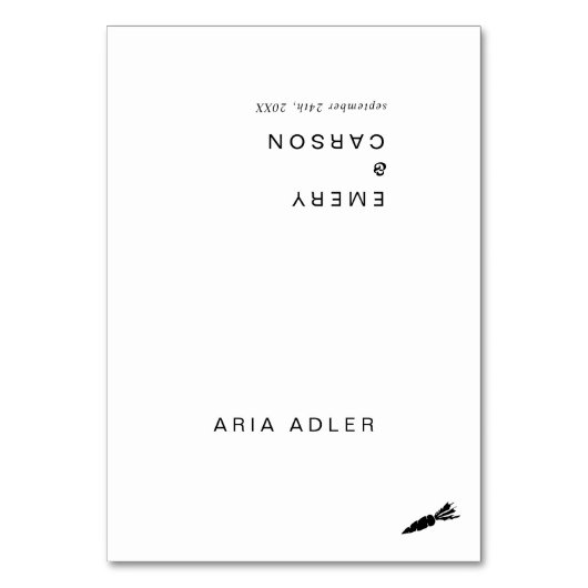 Moderne Typografie Naam Veggie Wedding Place Cards Kaart (Voorkant)
