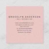 Moderne Typografie Nail Artist Vierkante Visitekaartje (Achterkant)