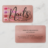 Moderne typografie Nails Roos Gold Foil Visitekaartje (Voorkant / Achterkant)