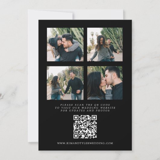 Moderne typografie namen 5 foto's QR code bruiloft Kaart (Achterkant)