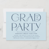 Moderne Typografie Navy Blue Graduation Party Kaart (Voorkant)