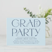 Moderne Typografie Navy Blue Graduation Party Kaart (Staand voorkant)
