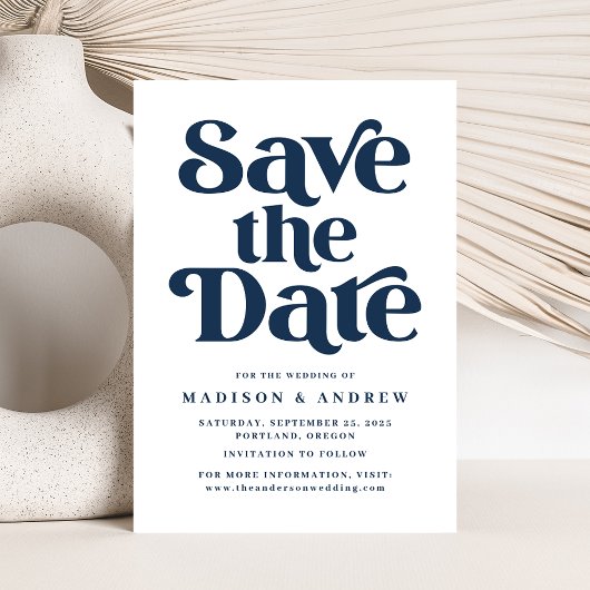 Moderne typografie Navy Save The Date