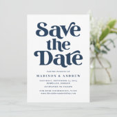Moderne typografie Navy Save The Date (Staand voorkant)