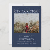 Moderne typografie Navyblauw 2 Foto Afstudeerfeest Kaart (Achterkant)