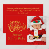 Moderne Typografie New Baby Kerstfeestdag Foto Feestdagenkaart (Voorkant / Achterkant)