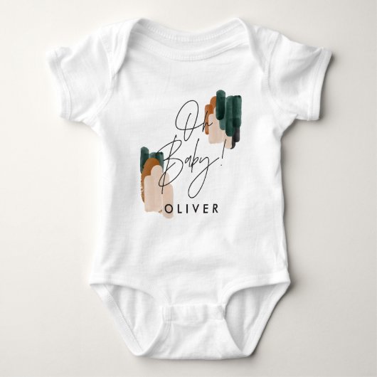 Moderne typografie Oh baby shower cadeau Baby B Romper (Voorkant)