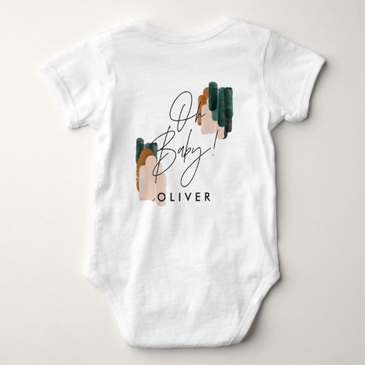 Moderne typografie Oh baby shower cadeau Baby B Romper (Achterkant)