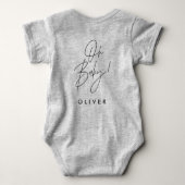 Moderne typografie Oh baby shower cadeau Baby B Romper (Achterkant)