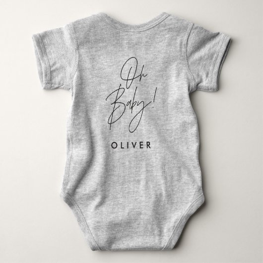 Moderne typografie Oh baby shower cadeau Baby B Romper (Achterkant)