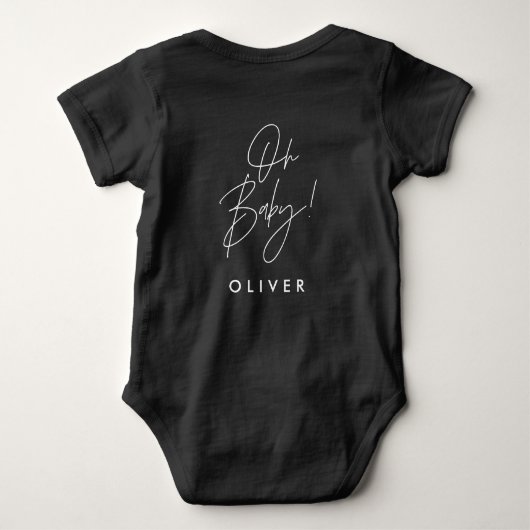 Moderne typografie Oh baby shower cadeau Baby B Romper (Achterkant)