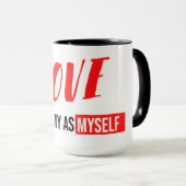 Moderne typografie ontworpen "Love My Enemy"-zinne Mok (Voorkant rechts)