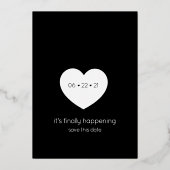 Moderne typografie op LAATST sparen de Datum Folie Uitnodiging (Achterkant)