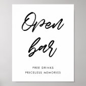 Moderne typografie Open bar bruiloft bord Poster (Voorkant)