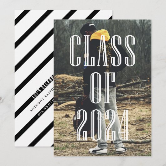 Moderne typografie-overlay afstudeerjaar 2024 kaart (Voorkant / Achterkant)