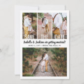 Moderne typografie overlay foto collage bruiloft save the date (Voorkant)
