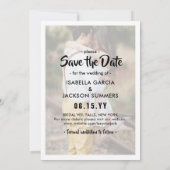 Moderne typografie overlay foto collage bruiloft save the date (Achterkant)