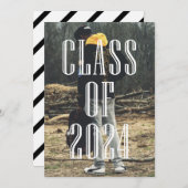 Moderne Typografie Overlay Klasse van 2024 Afstude Kaart (Voorkant / Achterkant)