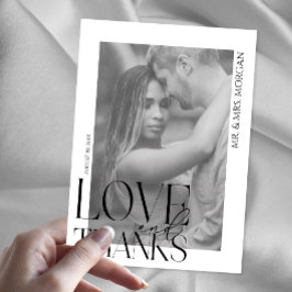 Moderne Typografie Overlay Tekst en Foto | Bruilof Bedankkaart