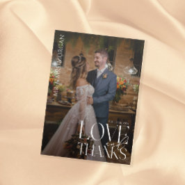 Moderne Typografie Overlay Tekst en Foto | Bruilof Bedankkaart