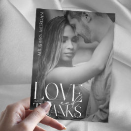 Moderne typografie-overlaytekst en foto | Trouwen Bedankkaart