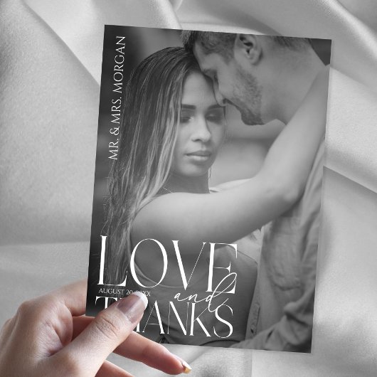 Moderne typografie-overlaytekst en foto | Trouwen Bedankkaart