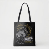 Moderne Typografie Overlopend Grace Bloemen Haar Tote Bag (Voorkant)