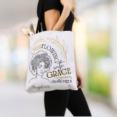 Moderne Typografie Overlopend Grace Bloemen Haar Tote Bag