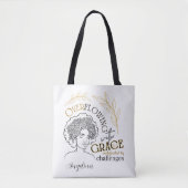 Moderne Typografie Overlopend Grace Bloemen Haar Tote Bag (Voorkant)