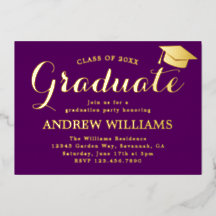 Moderne Typografie Paarse Graduation Party