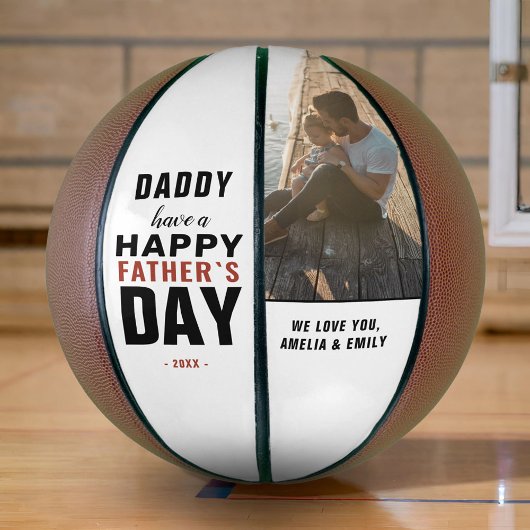 Moderne typografie Papa Gelukkige Vaderdag foto Basketbal