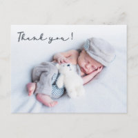 Moderne Typografie Pasgeboren Baby Foto Dank u