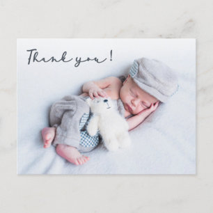 Moderne Typografie Pasgeboren Baby Foto Dank u Briefkaart