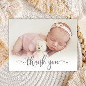 Moderne Typografie Pasgeboren Baby Foto Dank u Briefkaart