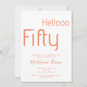 Moderne Typografie Peach 50ste verjaardag Kaart (Voorkant)