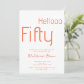 Moderne Typografie Peach 50ste verjaardag Kaart (Staand voorkant)