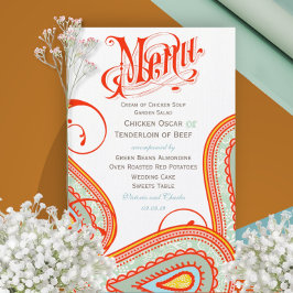 Moderne  Typografie Persimmon Wedding Menu