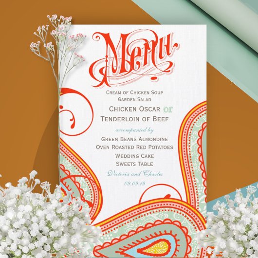 Moderne  Typografie Persimmon Wedding Menu