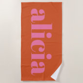 Moderne Typografie Persoonlijke naam | Roze Sinaas Strandlaken (Voorkant)