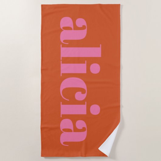 Moderne Typografie Persoonlijke naam | Roze Sinaas Strandlaken (Voorkant)