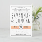 Moderne typografie perzik bruiloft afgerond kaart (Staand voorkant)