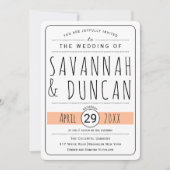 Moderne typografie perzik bruiloft afgerond kaart (Voorkant)