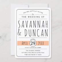 Moderne typografie perzik bruiloft afgerond