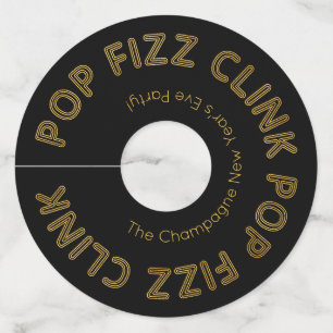 Moderne Typografie Pop Fizz Clink Oudejaarsavond W Wijnglaslabel