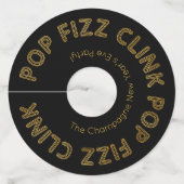 Moderne Typografie Pop Fizz Clink Oudejaarsavond W Wijnglaslabel (Voorkant)