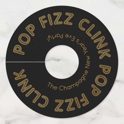 Moderne Typografie Pop Fizz Clink Oudejaarsavond W Wijnglaslabel (Voorkant)